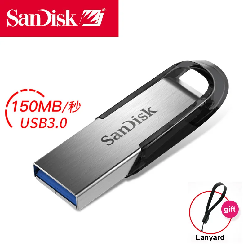 Sandisk 100% флешки 16 ГБ 32 ГБ 64 ГБ 128 ГБ 256 ГБ натуральная Ultra Flair USB 3,0 металлическая ручка привода DJ OTG Тип C DIY Логотип диска по ключевым