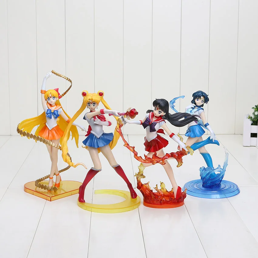 

Sailor Moon Tsukino Usagi Sailor Mars Venus Mercury Jupiter PVC Action Figure Model Toy 17-21cm
