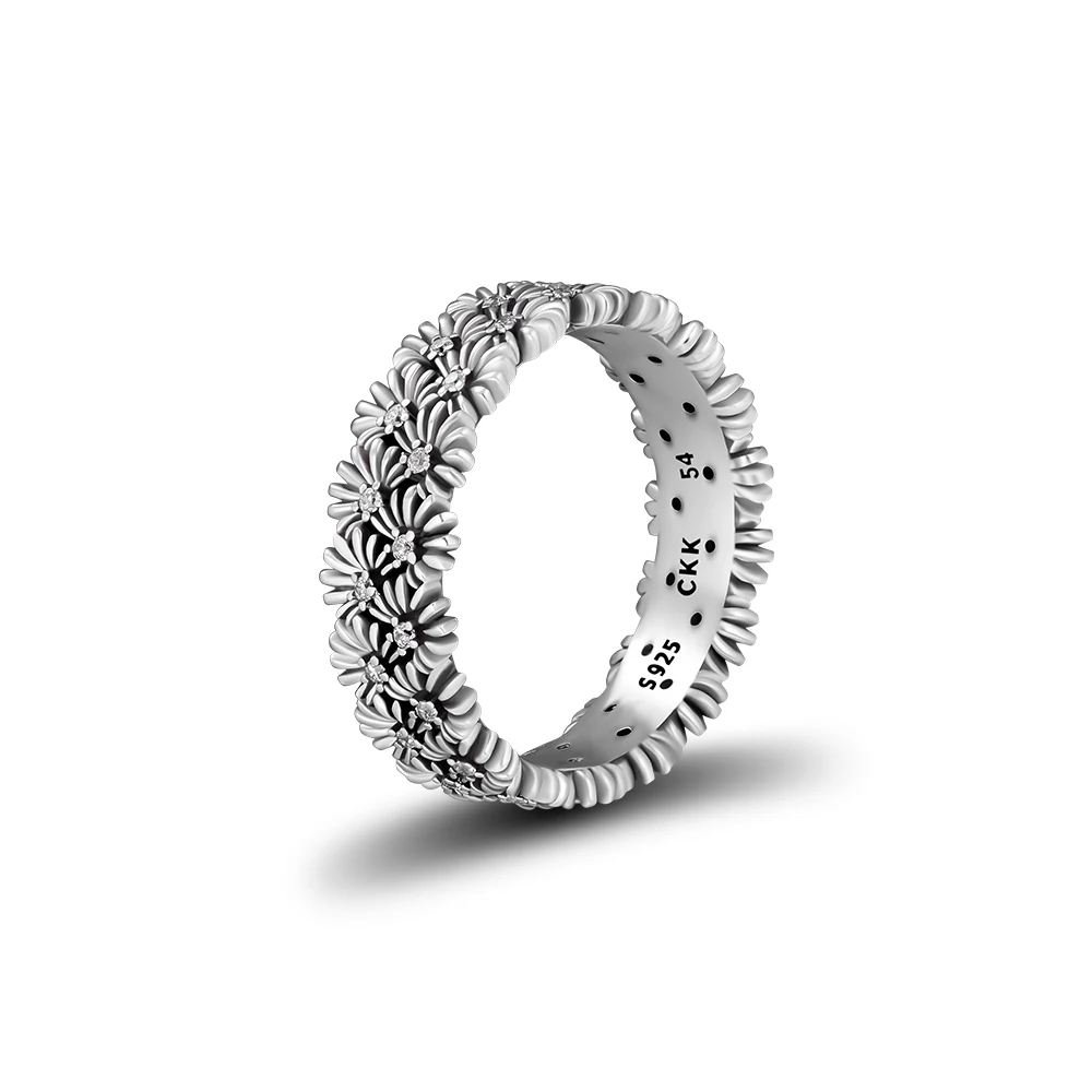 

Dazzling Daisies Meadow Rings with Clear CZ 100% 925 Sterling-Silver-Jewelry Free Shipping
