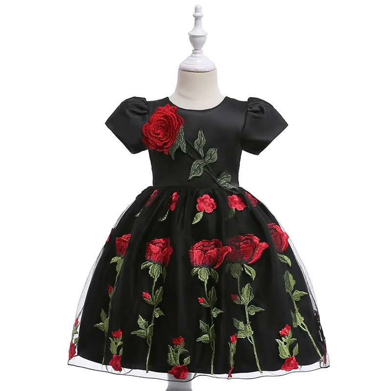 

new roses with sleeveless clothes A girl's costume for a birthday party Christmas Dress Summer high quality dress 3-10 years old