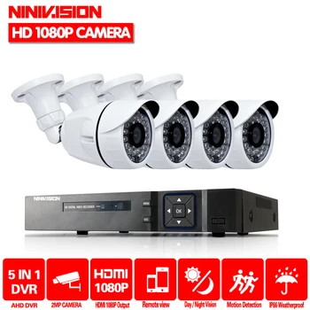 

NINIVISION Home 4CH CCTV System AHD DVR 4PCS 1080P AHD 2MP 3000TVL Waterproof Outdoor CCTV Camera Security System Surveillance