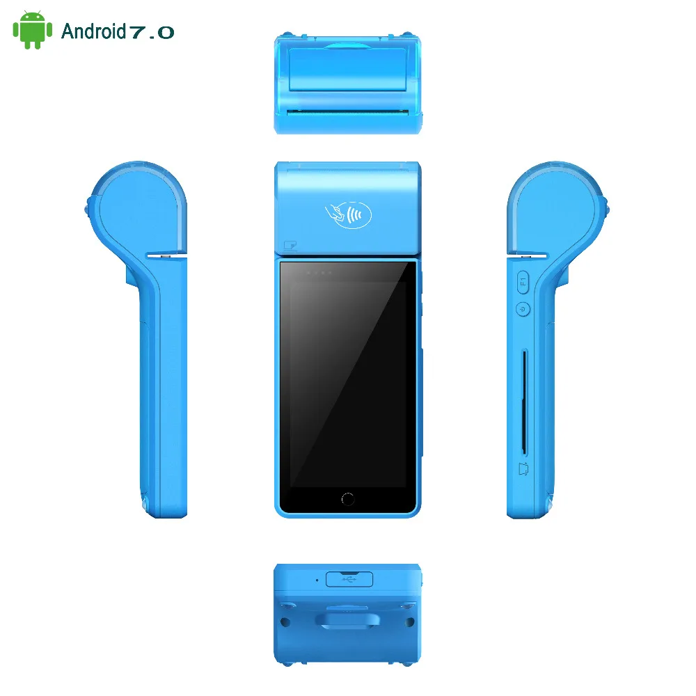 Handheld 5 touch screen Android 7 0 NFC RFID Mobile POS terminal retail pos system with