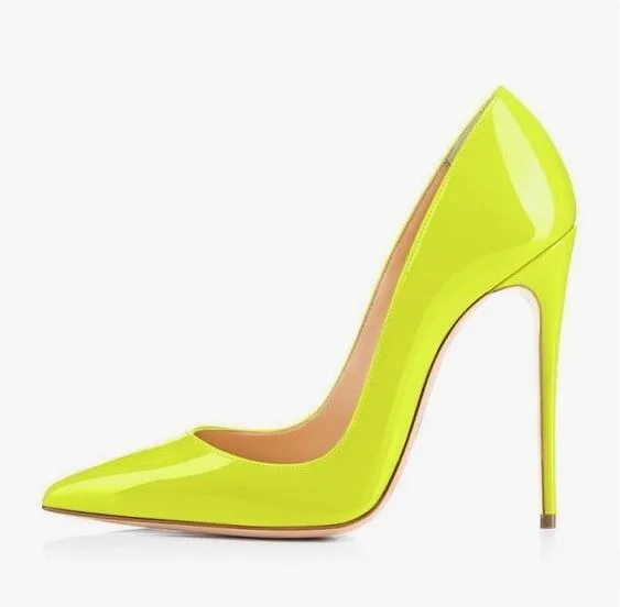 

Hot Selling Yellow Patent Leather Pumps Women Shoes 8cm 10cm 12cm Customized Slip-on High Heel Pumps Pointed Toe Dress Shoes