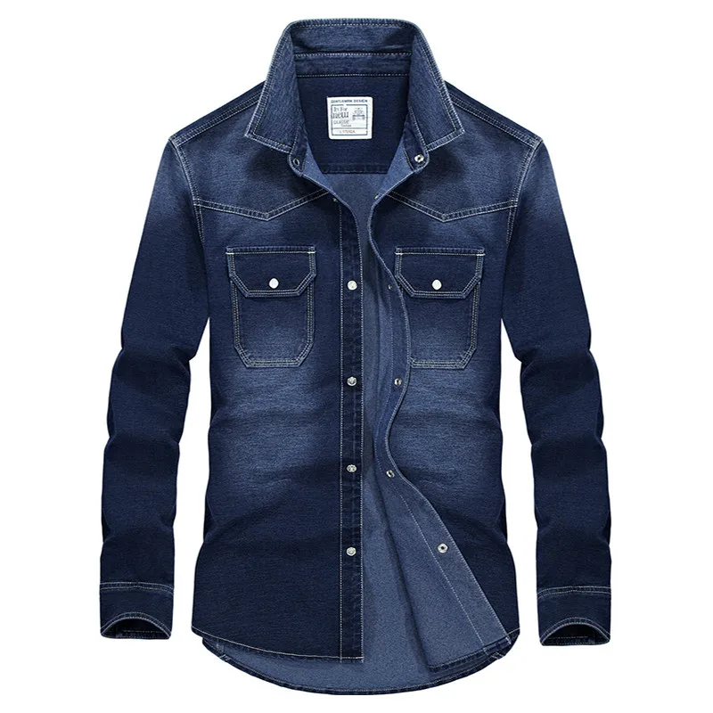 ZDH823 Dark blue Весенние мужские повседневные брендовые ковбойские хлопковые рубашки осенние мужские модные джинсовые синие afs jeep рубашки с длинными рукавами Мужская одежда M-4XL - Цвет: ZDH823 Dark blue
