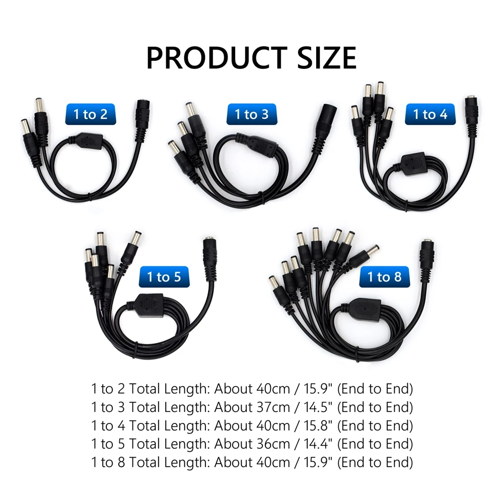 2,1*5,5 мм 1 Женский до 2 3 4 5 8 Мужской разделитель мощности постоянного тока штепсельный кабель для CCTV светодиодные ленты аксессуары для камеры блок питания 12 В