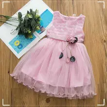 Летнее платье для девочек; новые модные детские однотонные Свадебные платья без рукавов для девочек; вечерние сетчатые платья принцессы