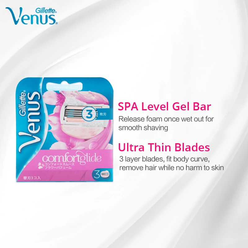 Murah 3 Pcs Gillette Venus Lurus Razor Blades Penggantian Comfortglode Teh Putih Ultra Tipis 3 Lapisan Pisau Cocok Tubuh Wanita Curve Murah 3 Pcs Gillette Venus Lurus Razor Blades Penggantian Comfortglode Teh Putih Ultra Tipis 3 Lapisan Pisau Cocok Tubuh Wanita Curve