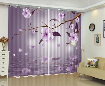 

Customized Modern 3D Floral Curtain Dreamy Flowers In The Moonlight Modern Style Practical Curtains