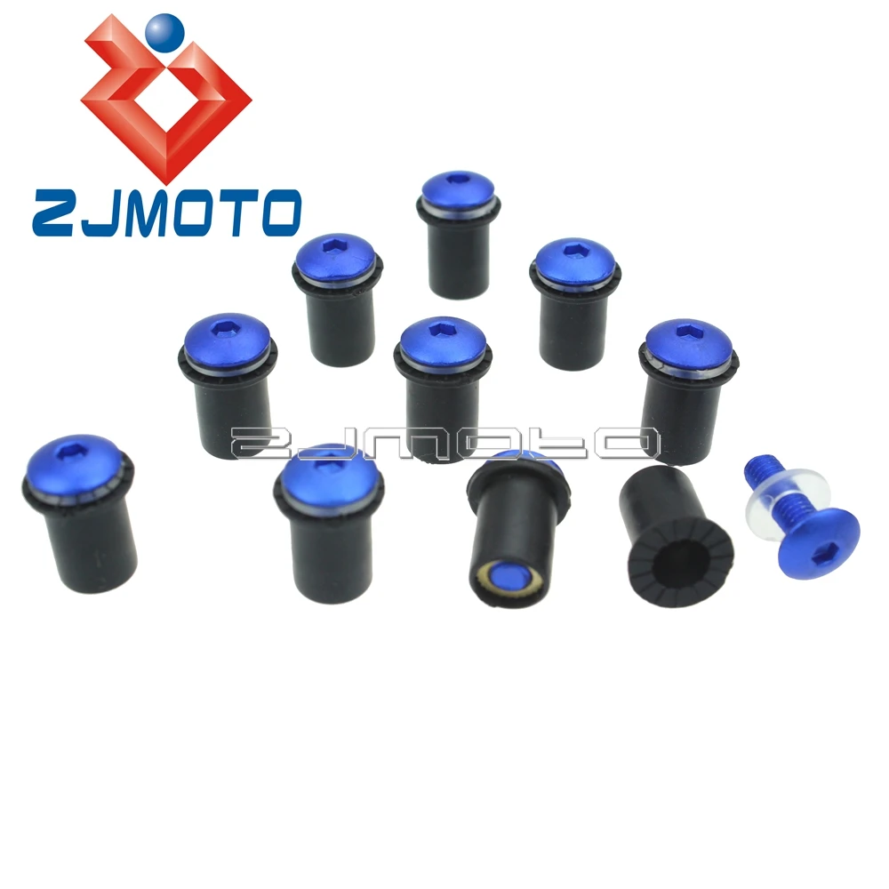 

Motorcycle Windshield Windscreen Fairing Bolt Kit Screen Screw Kit Mounting Nuts Blue For Suzuki GSXR 600 750 1000 1300 GGSX