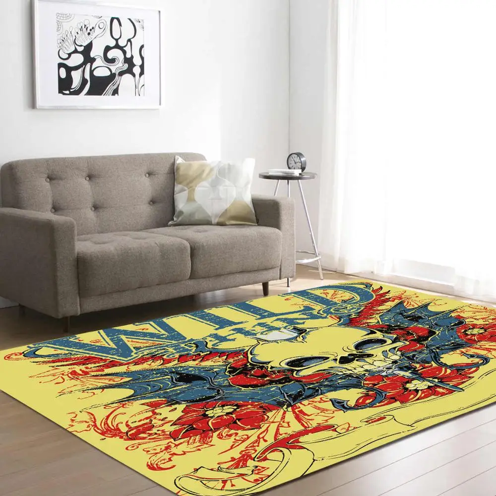 Fashion Skull Print Carpet for Living Room Bedroom Soft Carpets Bathroom Floor Door mat Home Decor Carpet large Area Rug - Цвет: 3