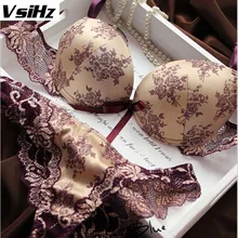 Европейский и американский модный сексуальный кружевной комплект с бюстгальтером, большой размер, тонкая секция, высококачественный Шелковый бюстгальтер с принтом и трусики