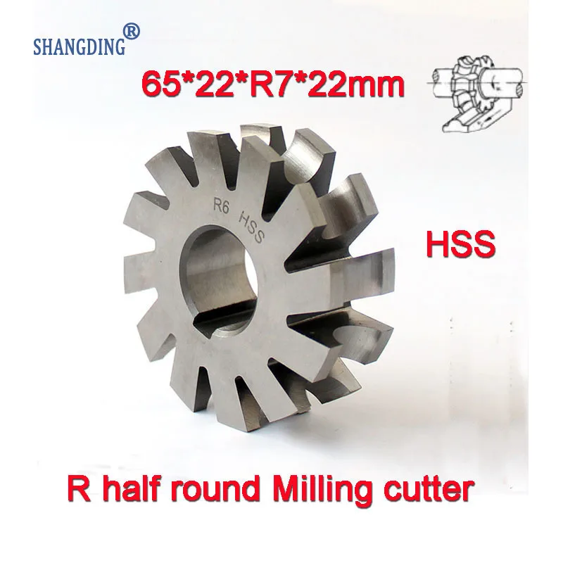 R7 65*22*R7*22mm Inner hole HSS Concave Radius Milling Cutters R half