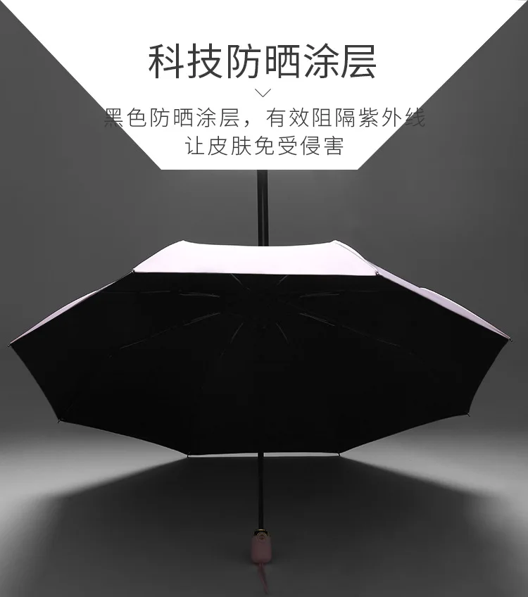Солнцезащитный автоматический женский зонт с защитой от УФ-лучей, водонепроницаемый Карманный Зонт, три складных женских зонта, мужской дождевик LY29
