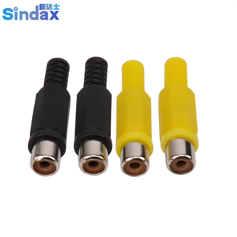 

Sindax Lotus Female RCA Jack DC Power RCA Head AV Plug Audio Video Extender Head Black & Yellow 4pcs/lot