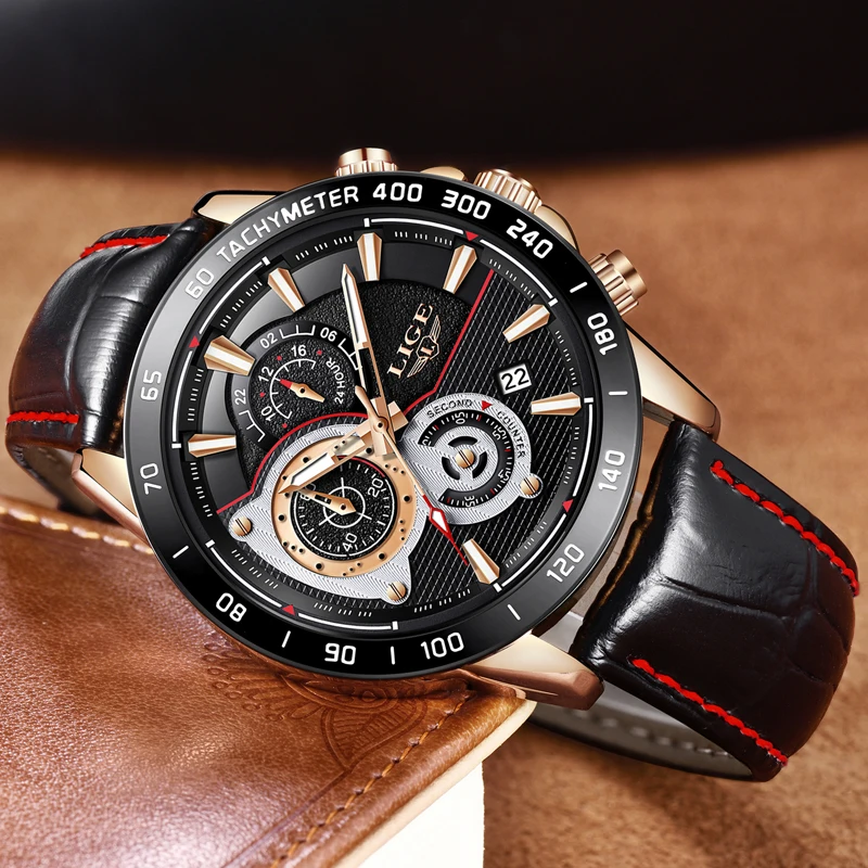 

Wristwatch Mens LIGE Top Brand Luxury Men's Multi-function Quartz Watch Men's Waterproof Military Sports Watch Relogio Masculino