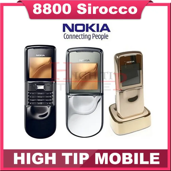 Original Nokia 8800 sirocco 128MB phones unlocked 8800S russian Keyboard language Desktop Charger Case free Refurbished