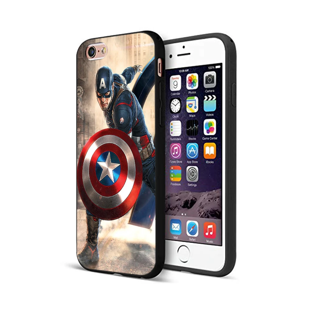 Черный чехол ТПУ для iphone 5 5s se 6 6s 7 8 plus x 10 чехол для iphone XR XS 11 pro MAX чехол MARVEL Железный человек Капитан герой - Цвет: 10008