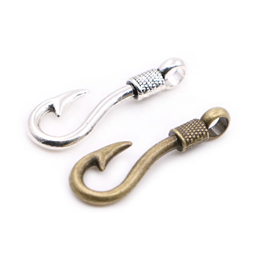 2000pcs Antique Silver Plated Fish Hooks Charms Pendants for Bracelet