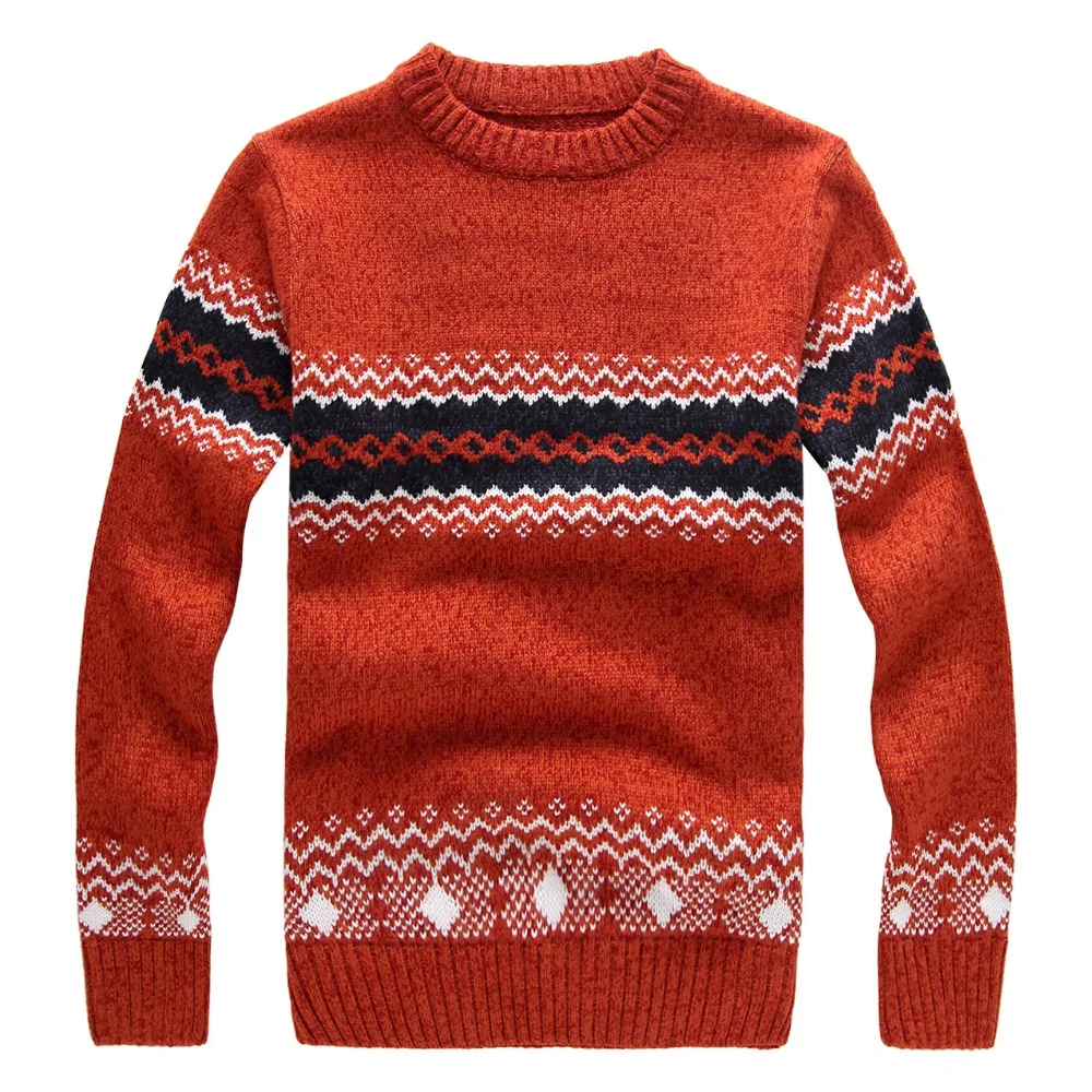 Mens Sweater Warm Thick Velvet Cashmere Sweaters Men Winter pullover O