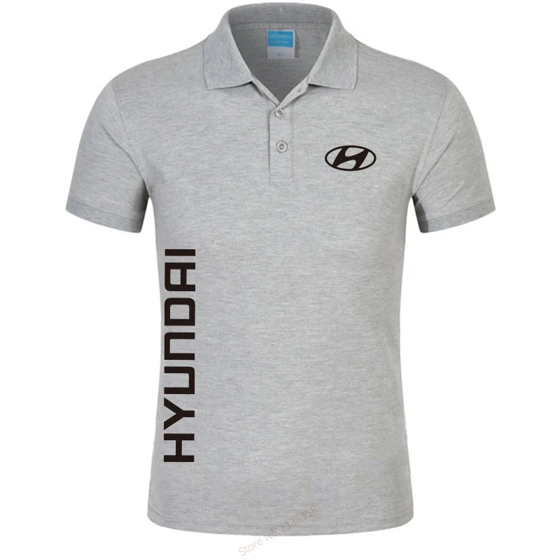 Лето бренд мужской деловой однотонный короткий рукав hyundai Polo рубашка мужская хлопковая с коротким рукавом Поло рубашка для мужчин и женщин - Цвет: Серый