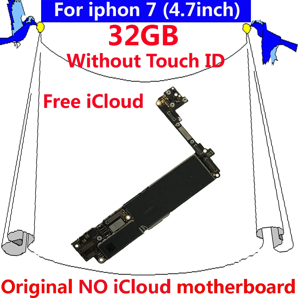 Протестированная оригинальная материнская плата без touch ID для iphone 7 32 ГБ чистая