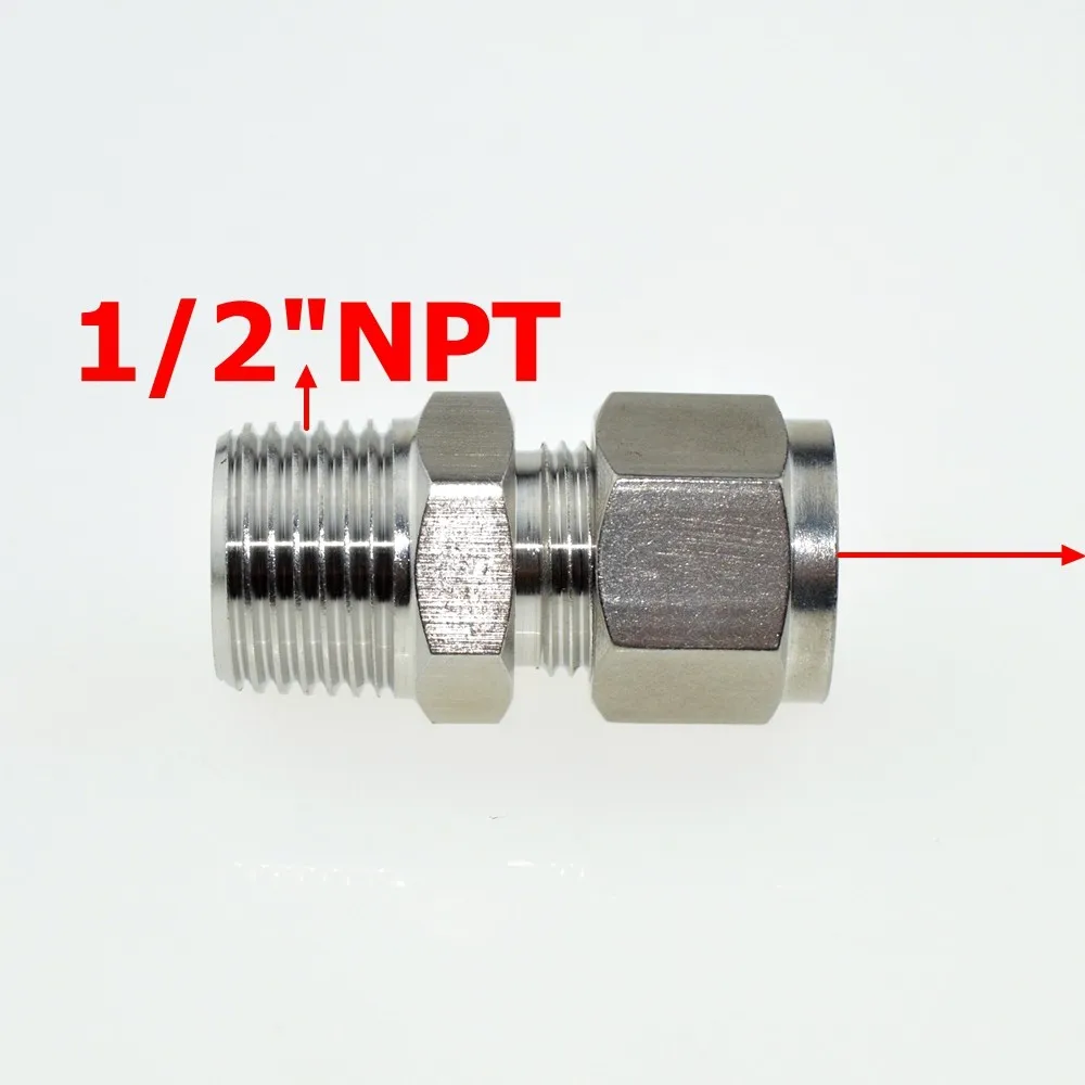 2 шт 1/8 "NPT x 1/4" (6,35 мм) двойной наконечник Компрессионный фитинг резьбовое соединение с внешней резьбой NPT из нержавеющей стали 304