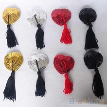 Новые пикантные продукт секса Игрушечные лошадки Для женщин белье блесток кисточкой Грудь Бюстгальтер Соски Обложка Пирожки Наклейки лепестки 0dl2