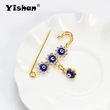 Yishan Золотая железная брошь злой голубой глаз цветок Форма задняя значок держатель безопасный замок Брошь шпильки DIY фурнитура ювелирные аксессуары