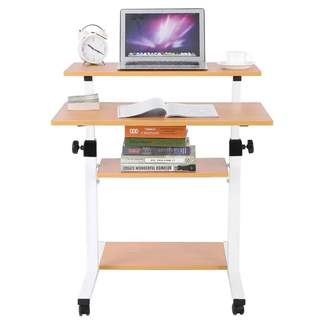 Online Shop Wood Mobile Computer Desk Work Station Desk Adjustable