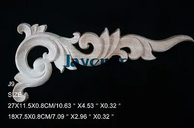 J9-27x11,5x0,8 см деревянный резной уголок Onlay аппликация Неокрашенная рама, дверь наклейка рабочий плотник цветок