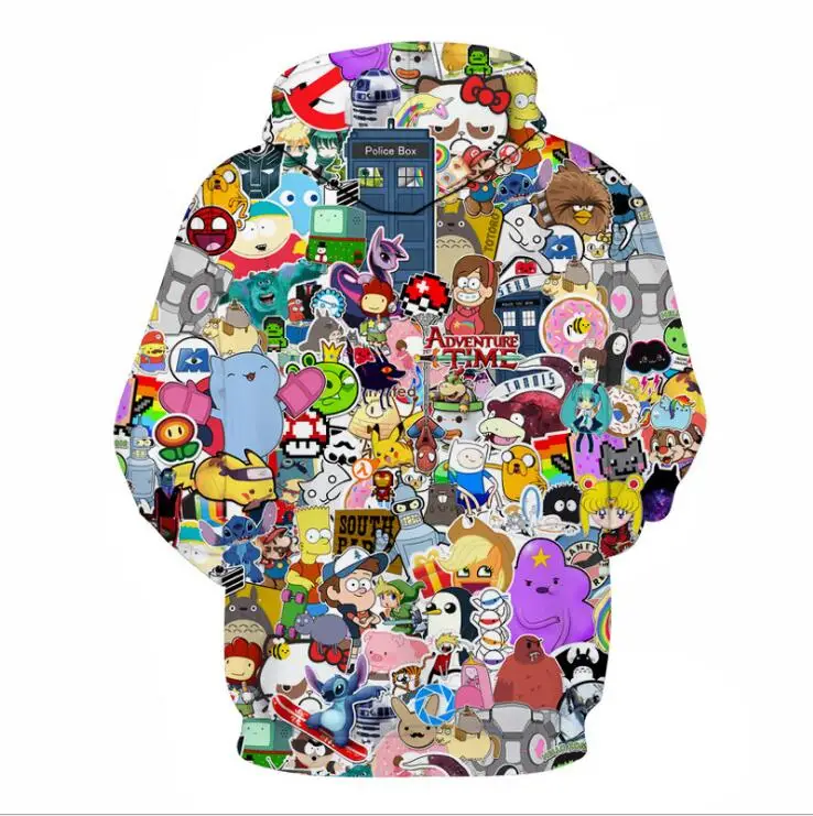 جديد 2018 أنيمي هوديس الرجال/النساء 3d بلوزات مع قبعة هودي للجنسين أنيمي الكرتون مقنعين Hoodeis أزياء العلامة التجارية هوديس