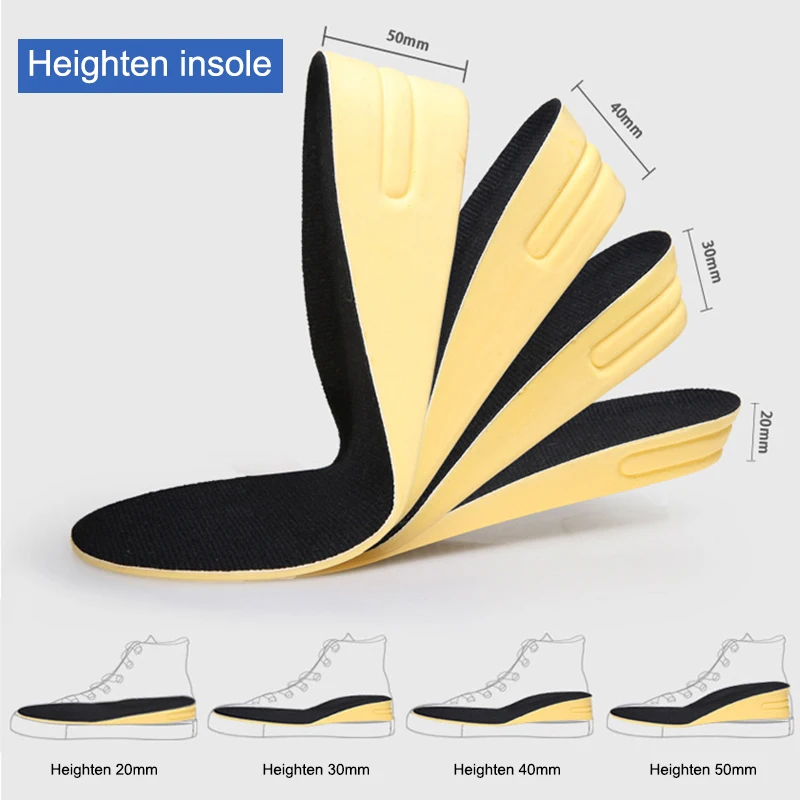 

New Arrival 1 Pair Women Men Height Increase Insoles Shock Absorption Anti-slip Arch Support
