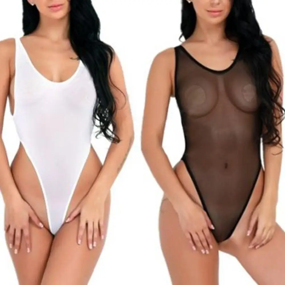 

Transparent Sexy Mesh Bodysuit Women One-piece Bikini See-through Underwear Bodysuit Swimwear Swimsuit Leotard