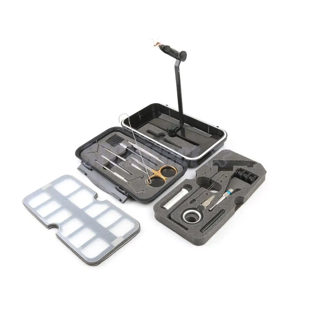 

Compact Fly Tying System Fly Tying Vise & Tools Set Fishing Tackle Kit for Artificial Flies Making