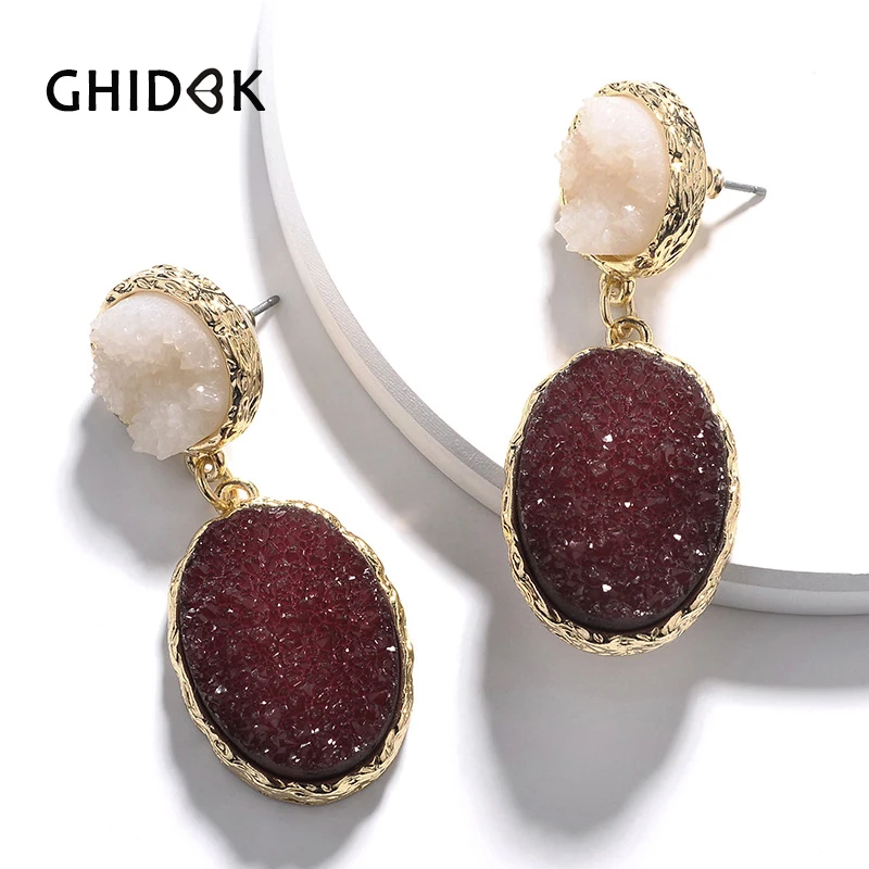 GHIDBK Druzy Inspired акриловые Висячие серьги для женщин минималистичные с драгоценными