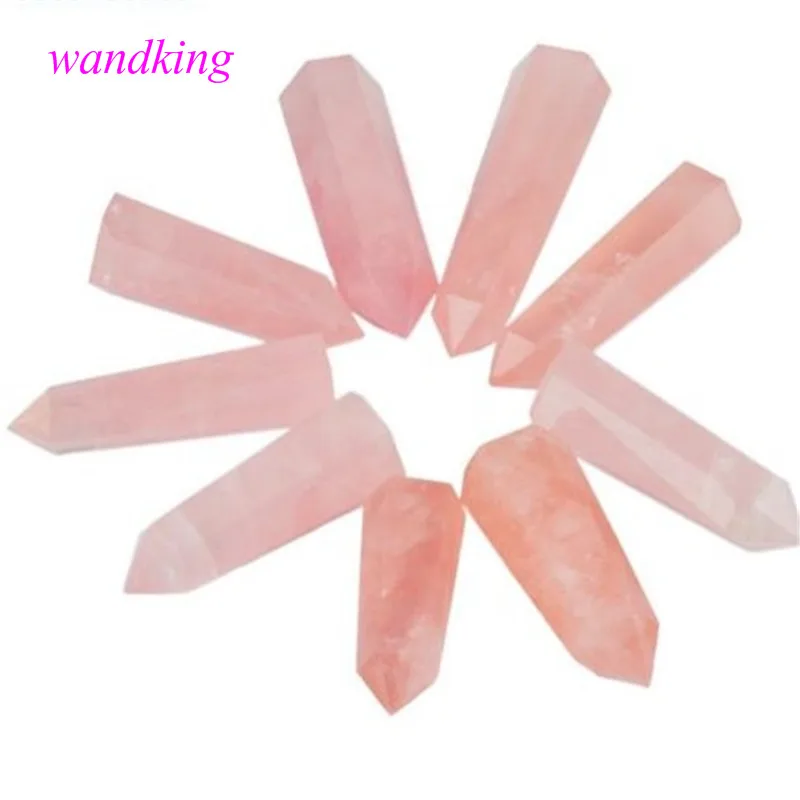 

Natural rose quartz crystal wand