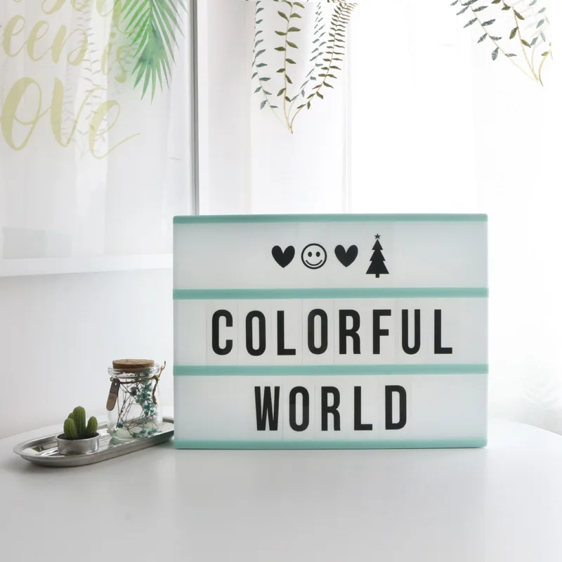 

Hot Sale A4 Size LED Light Box DIY Black Cards Letters Light Ues 3AA BATTERY or USB PORT Powered Cinema Lightbox