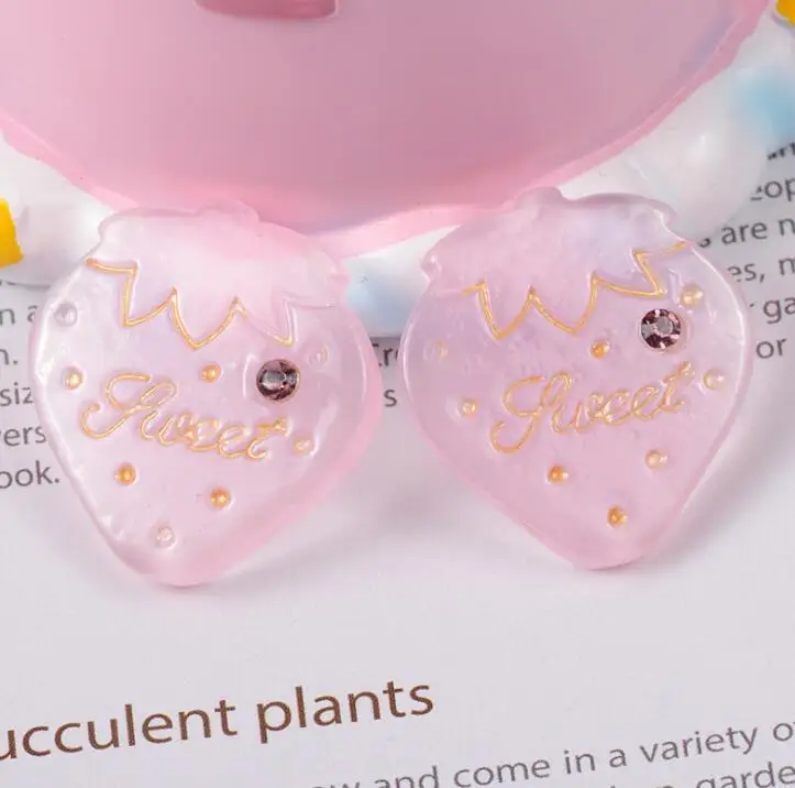 Resin Heart Strawberry Decoration Crafts Flatback Cabochon Scrapbooking Fit Phone Embellishments Diy Accessories | Дом и сад