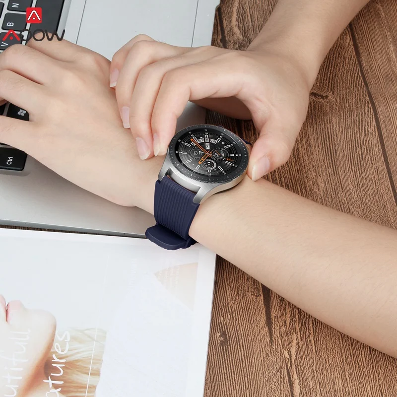AOOW силиконовый ремешок для samsung Galaxy Watch 46 мм версия SM-R800 полосатый резиновый сменный Браслет Ремни 22 мм