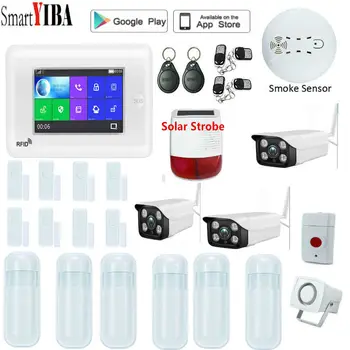 

4.3 inch Wireless SIM GSM Home RFID Burglar Security Touch Keyboard WIFI GSM Alarm System Sensor kit Many countries Voice