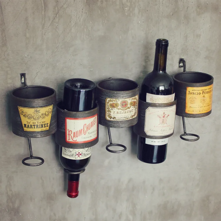 Винтажные стеллажи для хранения, американский Лофт, персонализированные настенные вешалки, украшение для бара, настенный держатель для красного вина, подставка для бутылки или держатель