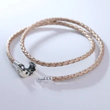 Pandulaso Light Brown Pulsera De Cuero 2016 Nuevo Original 925 Pulseras de Plata de La Manera DIY de La Joyería de Plata Esterlina de Arranque