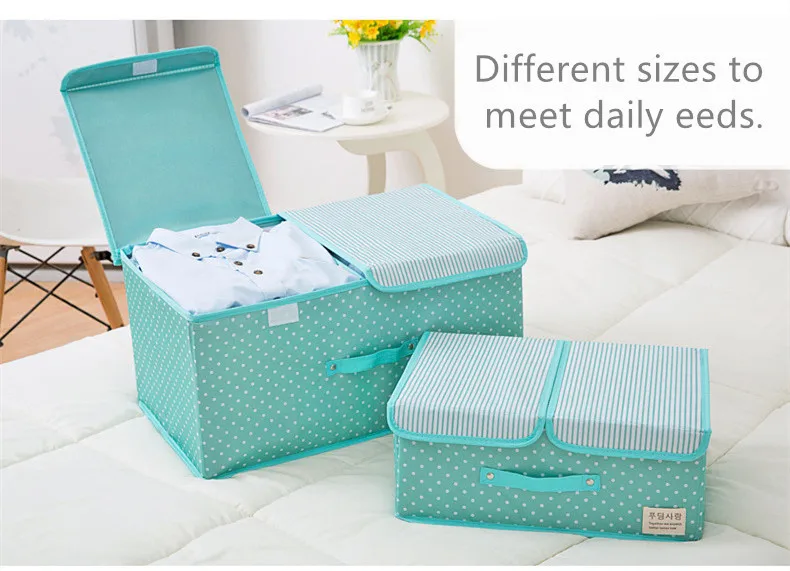 Waterproof Oxford Cloth Storage Box Foldable Double Lid Underwear Bra Socks Container Organizer Sundries Clothes Storage Box