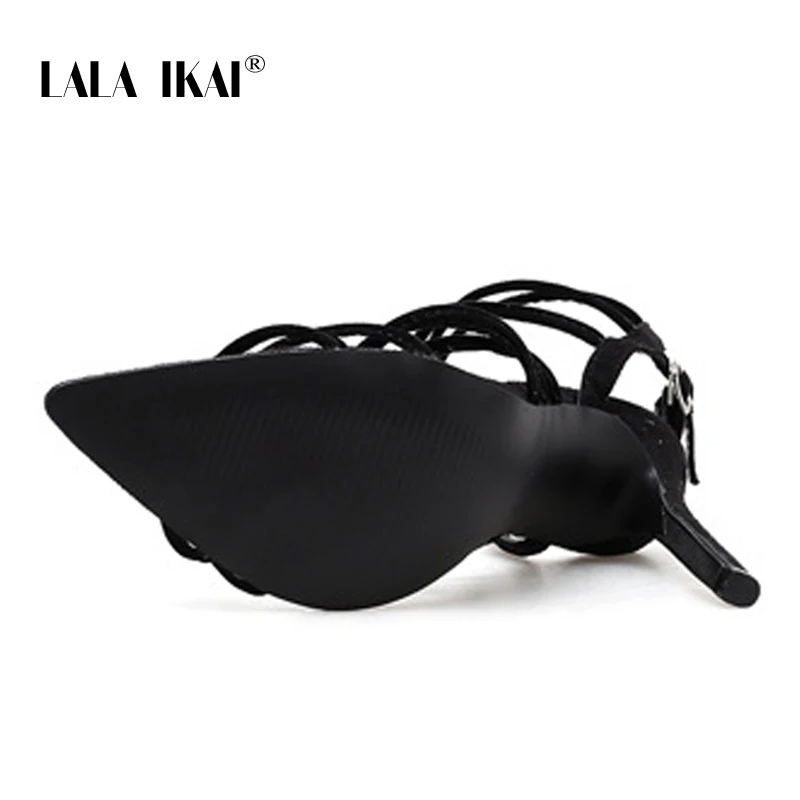 LALA IKAI/женские пикантные босоножки для вечеринок однотонные женские модные