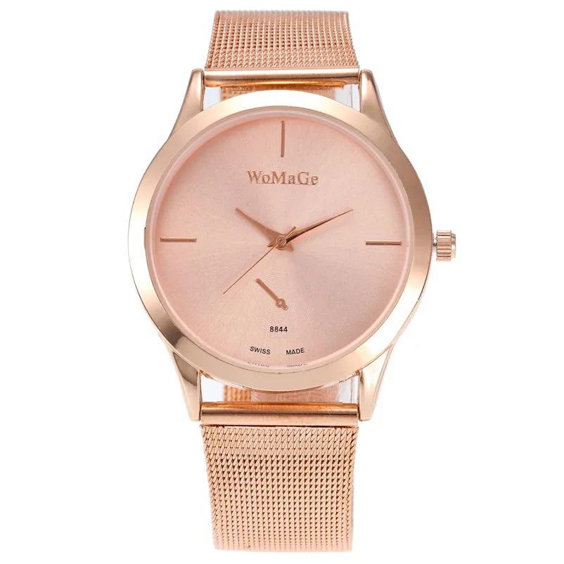 Fashion Women's Watches Simple Stainless Steel Mesh Strap Quartz Watch Rose Gold Wrist Watch Clock relogio feminino Y09 (5)