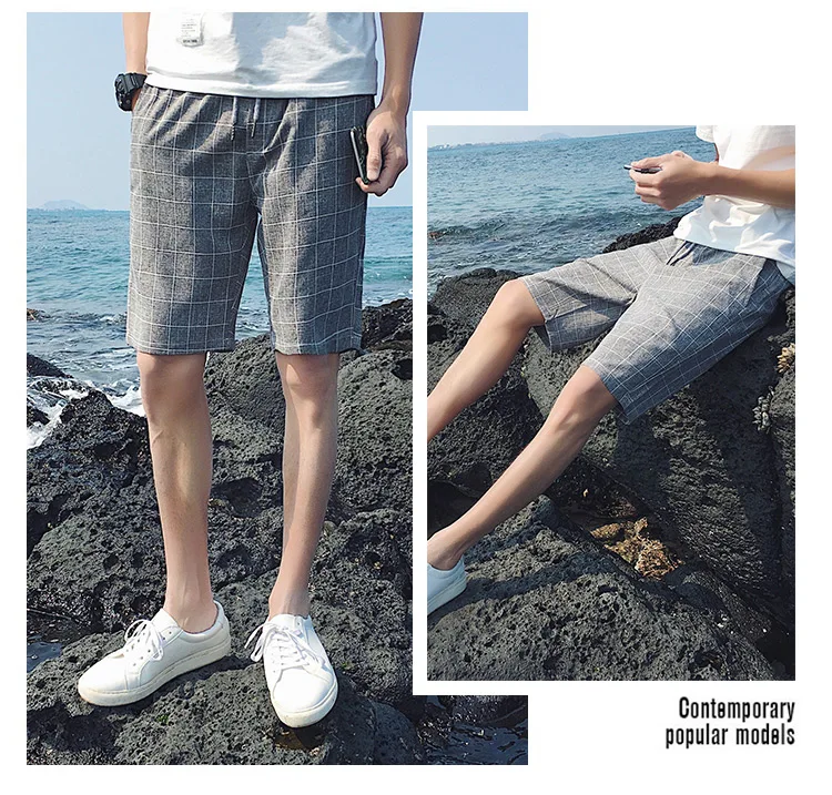 Летняя мужская Корейская версия похудения плед Повседневные шорты летние пять Шорты большой прилив MC70