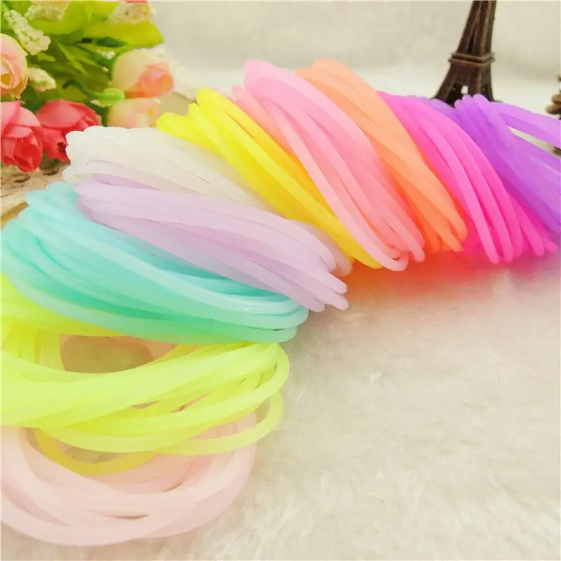 Bracelet Jewelry 20PCS Neon Fluorescent Luminous Silicone Bracelets Wristband Candy Gummy Hairband Unisex bangles Glow Rubber Bracelet