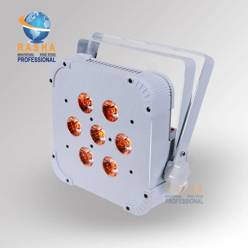 

Hot Rasha Quad 7*10W RGBA/RGBW 4in1 DMX512 LED Flat Par Light,Non Wireless LED Par Can For Stage DJ Club Party