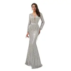 Элегантное Длинное Вечернее платье 2019 блестками кисточкой vestido de festa официальное платье русалки Выпускные платья халат De Soiree 99310