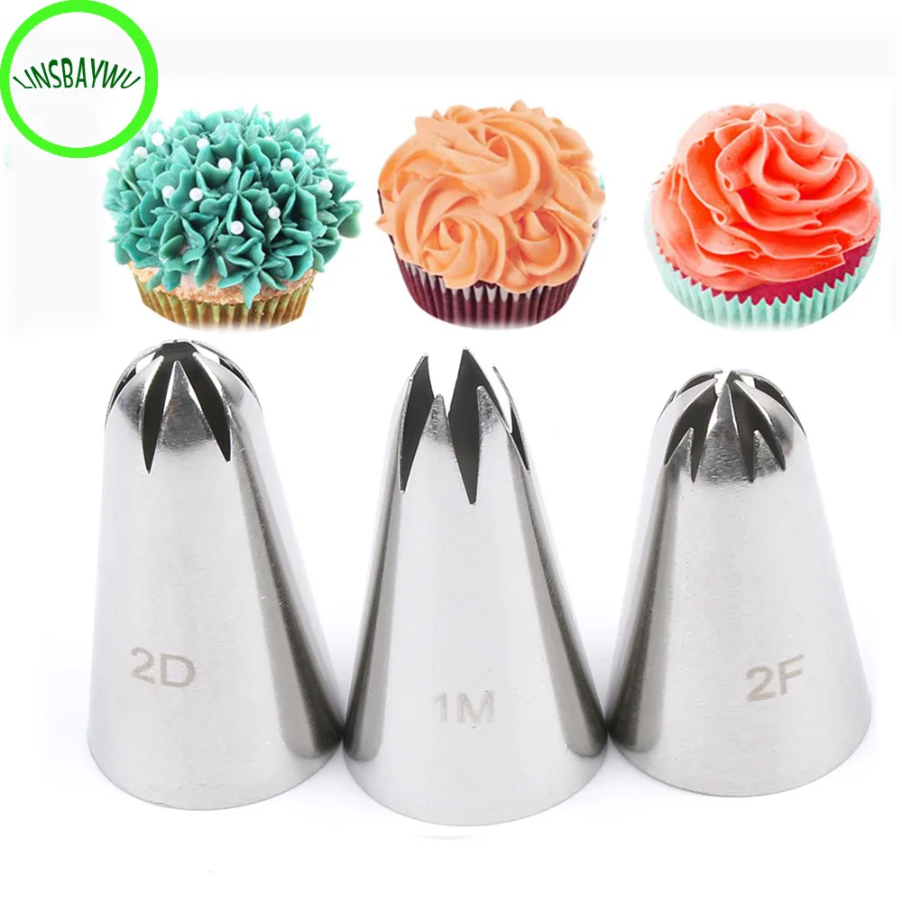 

20F# 3pcs/set Russian Icing Piping Nozzles Stainless Steel Tips Pastry Cupcake Tools Dessert Decorators
